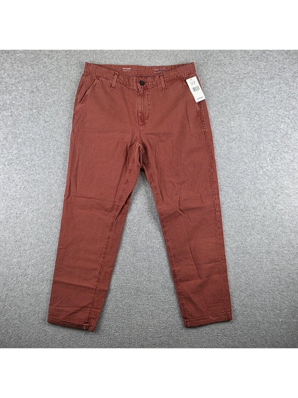 AG Adriano Goldschmied Caden Pants Womens 26 Red Slim Chino Linen Cotton NWT